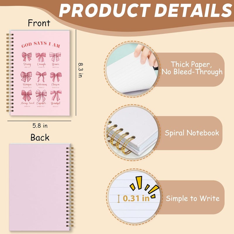 KIDEAR Christian Journal for Women, Prayer Notebook for Bible Study Notes,Cute Pink Bow Faith Journal,Coquette Preppy Christian Gifts for Teen Girls,Church Note Bible Study Supplies - A09 - Image 2
